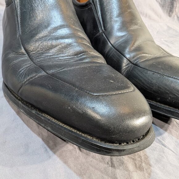 Magnanni Black Leather Slip On Loafers Men Size 12 - Picture 2 of 10
